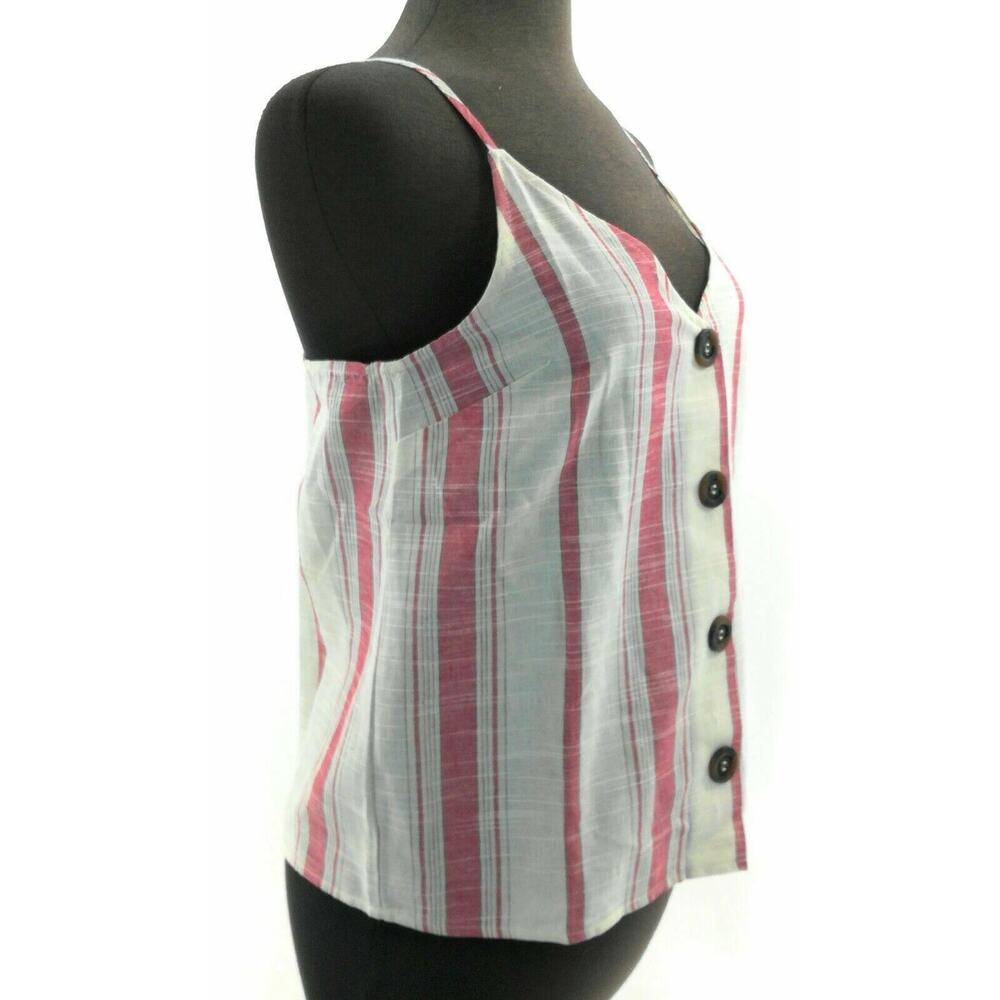 Love J Women's Red & Cream Vertical Striped Spaghetti Strap Crop Top Size XL - Picture 2 of 3